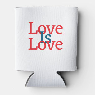Love is love pride red blue June LGBTQ simple text Can Cooler