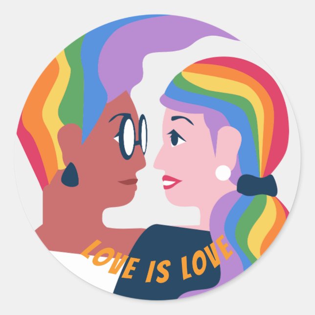 Love is Love Pride Valentine's Day Classic Round Sticker (Front)