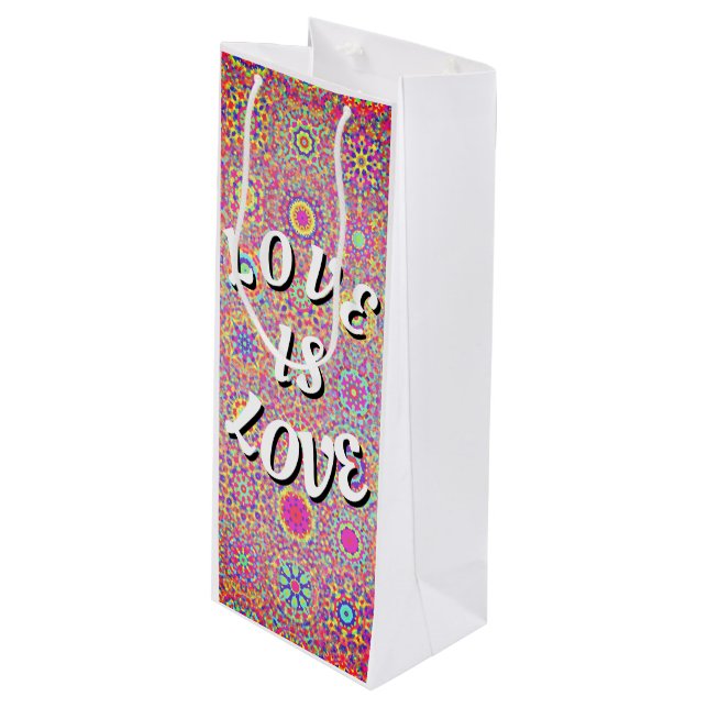 Love Is Love Pride  Wine Gift Bag (Front Angled)