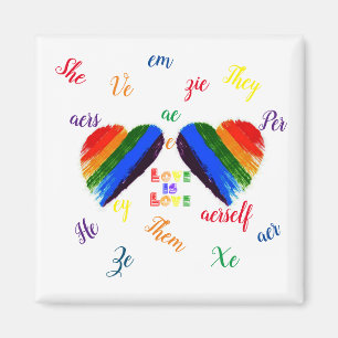 Love is love pronouns magnet