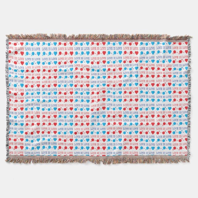 LOVE is LOVE quote in red and blue Throw Blanket (Front)