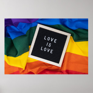 Love is Love Quotes LGBTQ Rainbow Flag Country Poster
