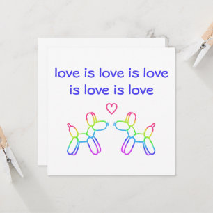 Love is Love Rainbow Balloon Dogs Invitation
