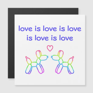Love is Love Rainbow Balloon Dogs Magnetic Card