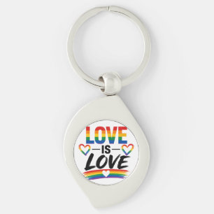 Love Is Love – Rainbow Brush Typography Key Ring