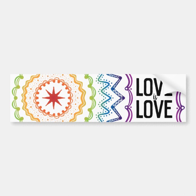 Love is Love Rainbow Bumper Sticker (Front)