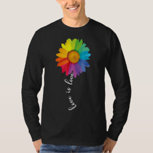 Love Is Love Rainbow Daisy Flower Lgbt Gay Lesbian T-Shirt
