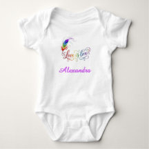 Love is Love Rainbow Feather Personalised Girl Bab