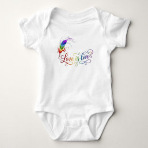 Love is Love Rainbow Feather Pride Baby Bodysuit