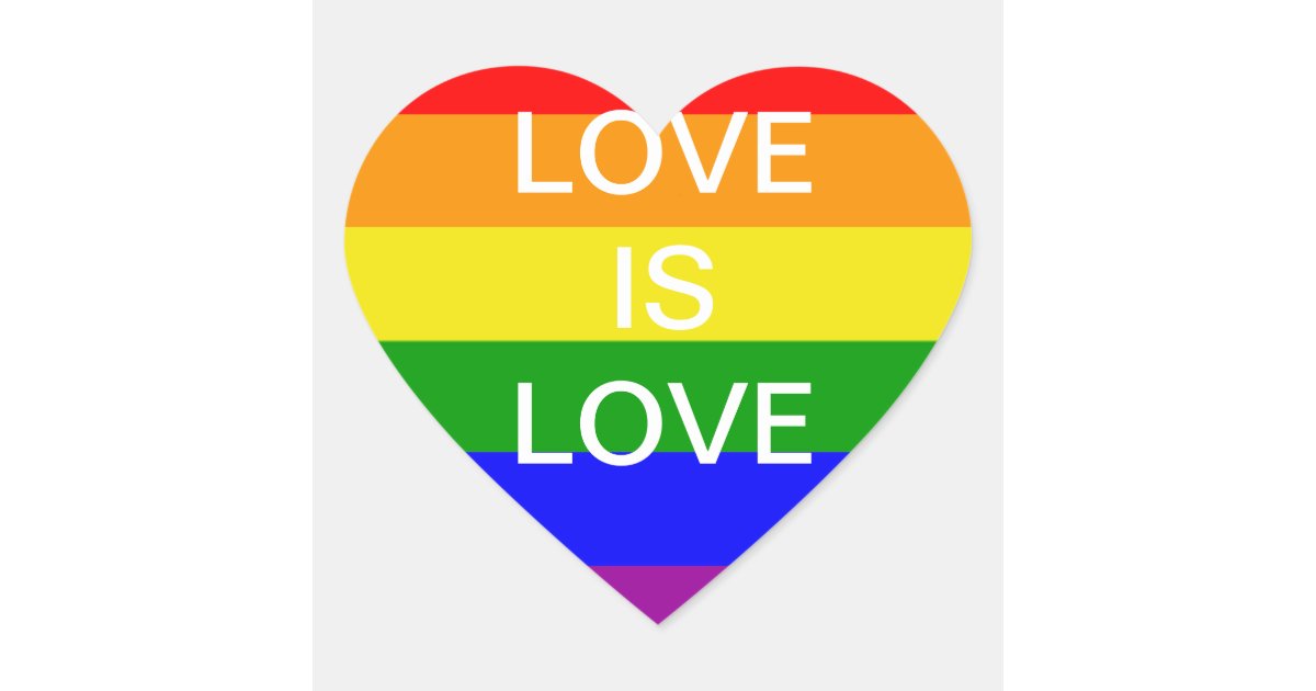 love is love Rainbow flag Heart Sticker | Zazzle.com.au