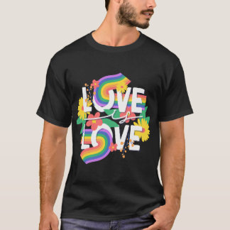 Love is Love Rainbow Floral Art T-Shirt