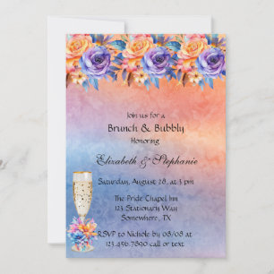 Love is Love Rainbow Floral Brunch & Bubbly Invitation
