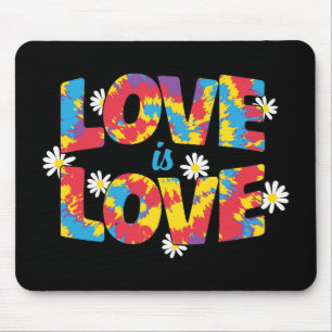 Love Is Love - Rainbow Floral LGBTQ Pride Mouse Pad