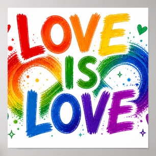 Love Is Love Rainbow Heart 12x12 Poster