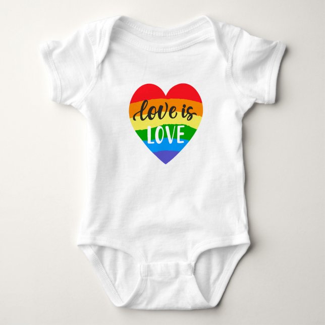 Love is Love Rainbow Heart Baby Bodysuit (Front)