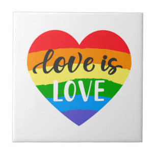 Love is Love Rainbow Heart Ceramic Tile