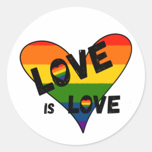 Love is Love Rainbow Heart  Classic Round Sticker
