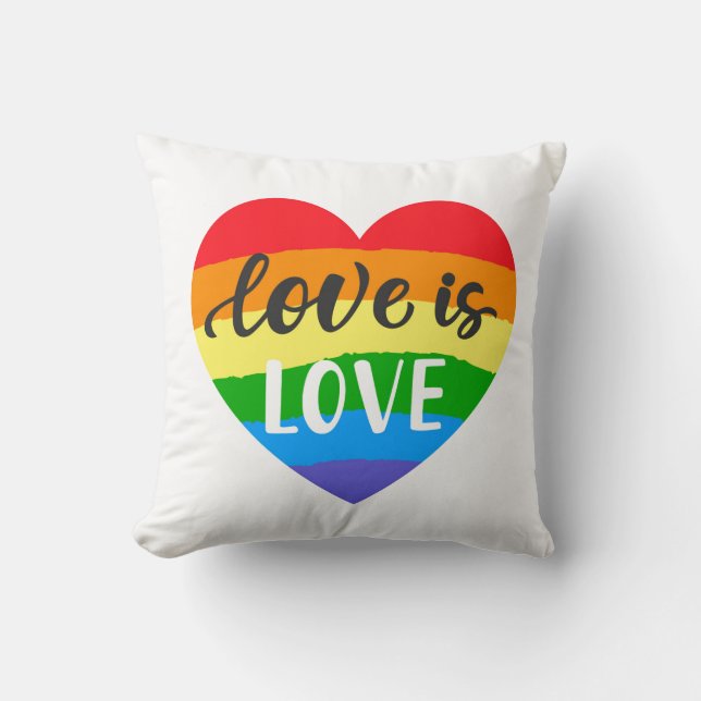 Love is Love Rainbow Heart Cushion (Front)