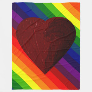 LOVE IS LOVE RAINBOW HEART ~~ FLEECE BLANKET