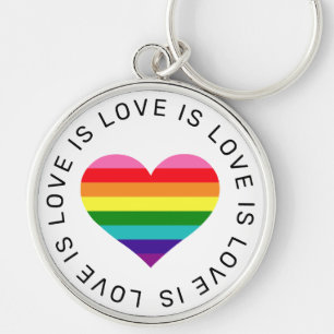 Love is Love Rainbow Heart Gay Pride Key Ring