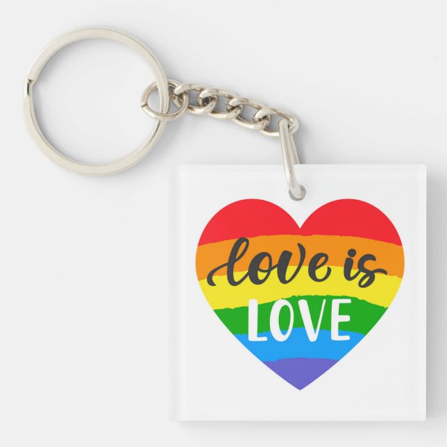 Love is Love Rainbow Heart Key Ring (Front)