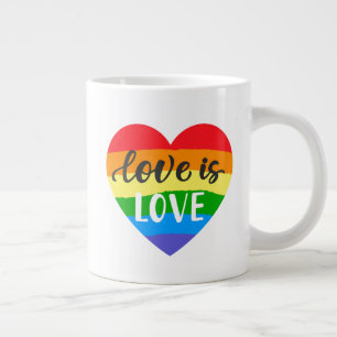 Love is Love Rainbow Heart Large Coffee Mug