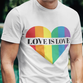 Love is Love rainbow heart LGBTQ pride T-Shirt