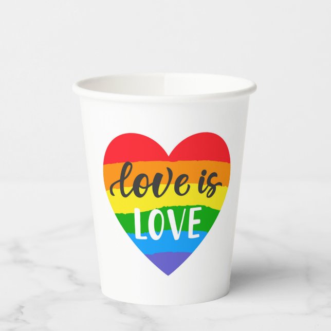 Love is Love Rainbow Heart Paper Cups (Left)