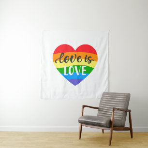 Love is Love Rainbow Heart Tapestry