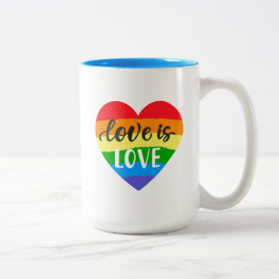 Love is Love Rainbow Heart Two-Tone Coffee Mug