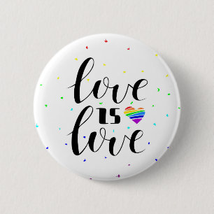 Love is Love   Rainbow Hearts 6 Cm Round Badge