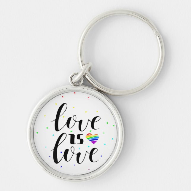 Love is Love | Rainbow Hearts Key Ring (Front)