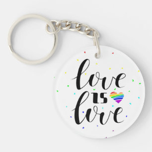Love is Love   Rainbow Hearts Key Ring