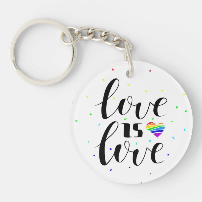 Love is Love | Rainbow Hearts Key Ring (Front)