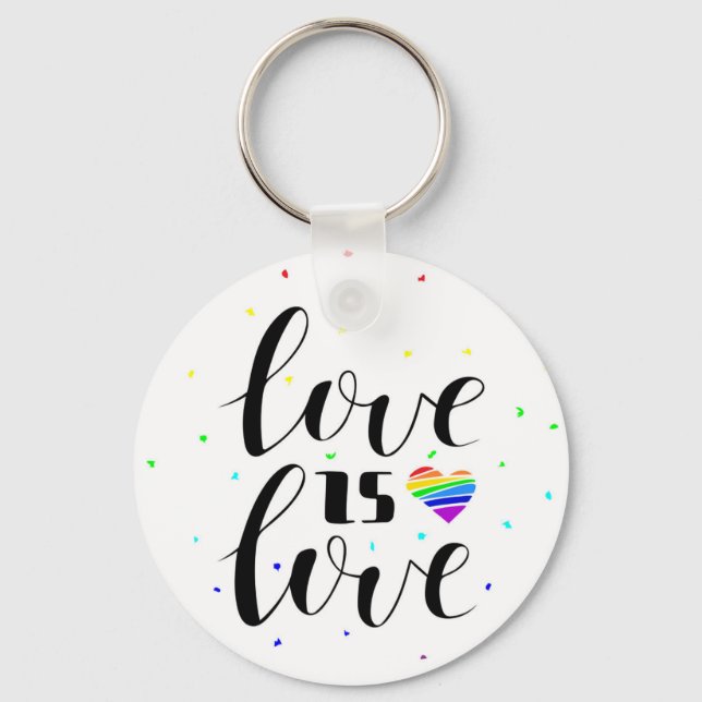 Love is Love | Rainbow Hearts Key Ring (Front)
