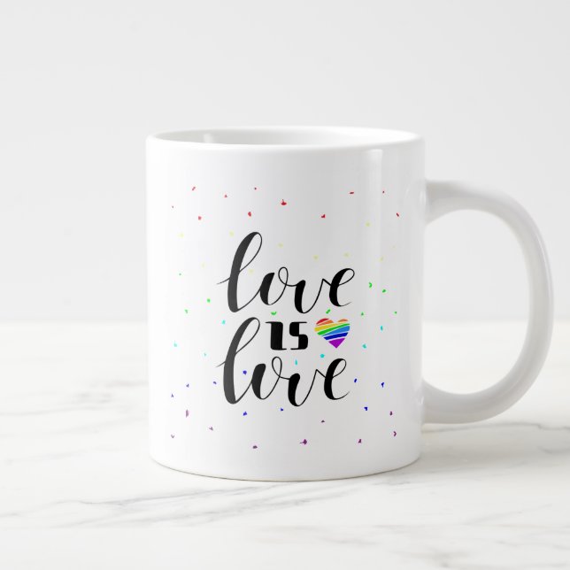 Love is Love | Rainbow Hearts Large Coffee Mug (Right)
