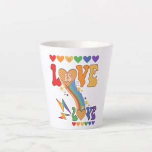 Love Is Love – Rainbow Hearts LGBTQ Pride Design Latte Mug