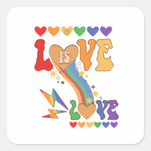 Love Is Love – Rainbow Hearts LGBTQ Pride Design Square Sticker