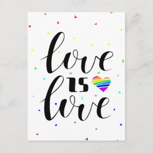 Love is Love   Rainbow Hearts Postcard
