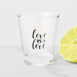 Love is Love Rainbow Hearts Shot Glass