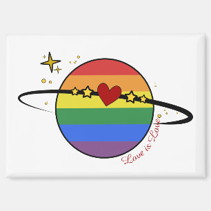 Love Is Love Rainbow LGBTQ Planet Magnet