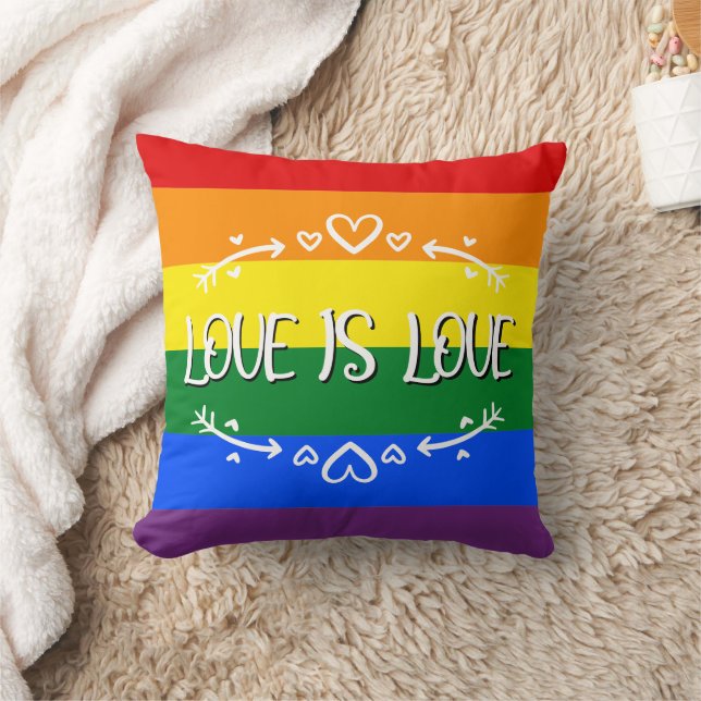 Love is Love Rainbow LGBTQ Pride Throw Pillow (Blanket)