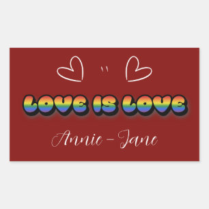 Love is Love Rainbow LGBTQ Rectangular Sticker