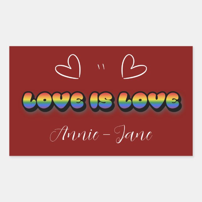 Love is Love Rainbow LGBTQ Rectangular Sticker (Front)