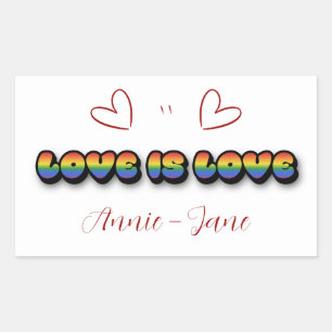 Love is Love Rainbow LGBTQ Rectangular Sticker
