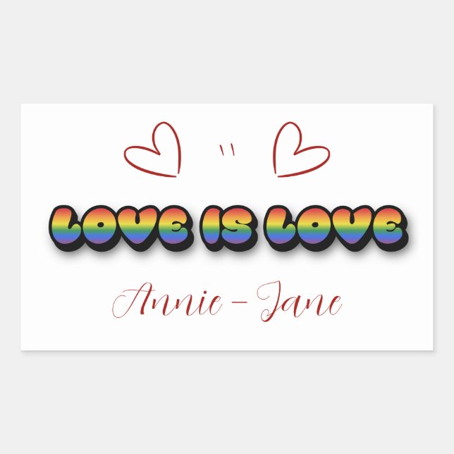 Love is Love Rainbow LGBTQ Rectangular Sticker (Front)
