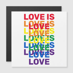 Love is love rainbow modern typography cool magnet