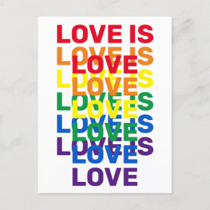 Love is love rainbow modern typography cool postcard
