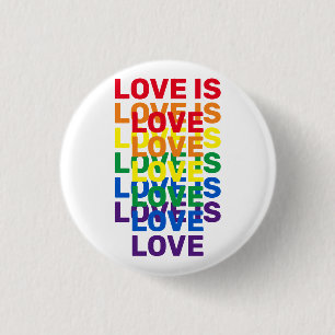 Love is love rainbow modern typography pattern 3 cm round badge