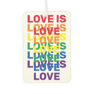 Love is love rainbow modern typography pattern car air freshener